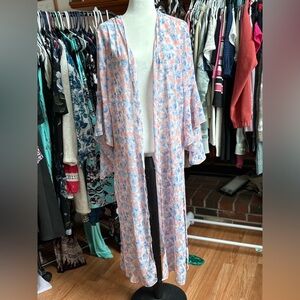 Pink Lily Pastel Floral Kimono